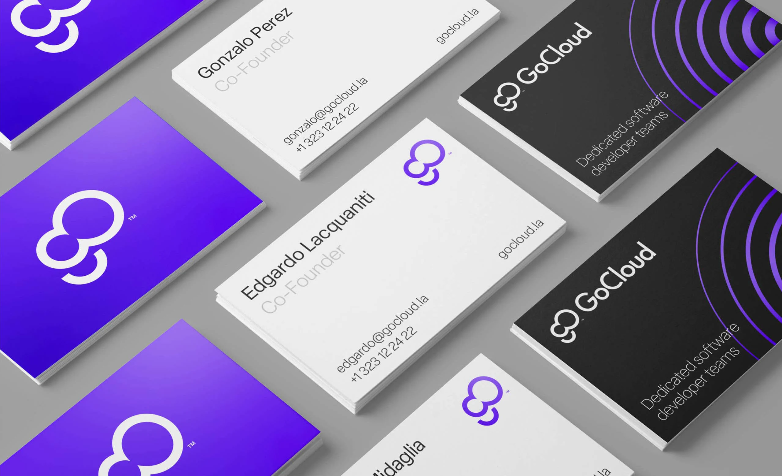 Cartes de visite GoCloud utilisant le système d’identité visuelle