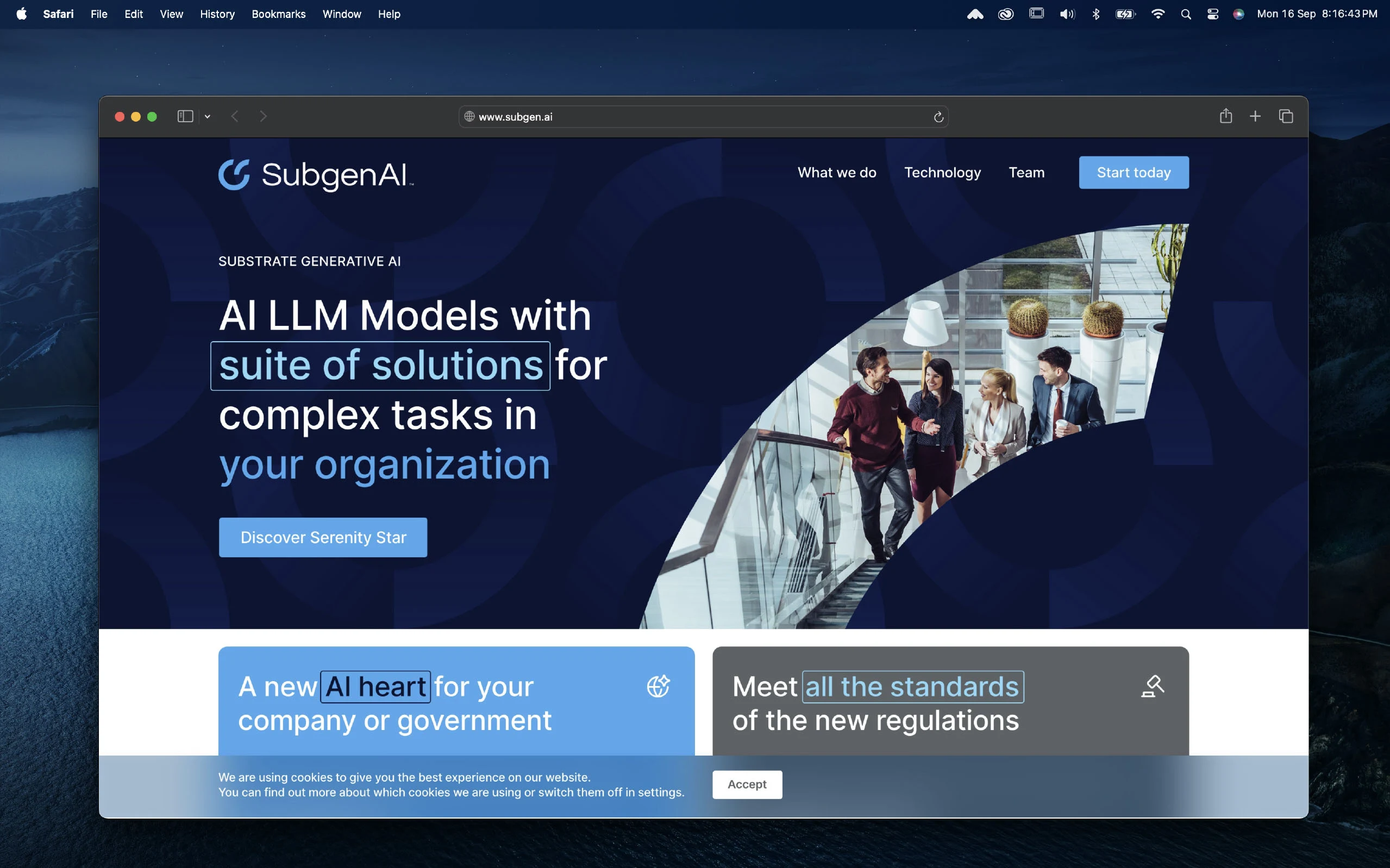 Identidad de SubgenAI aplicada a un concepto de sitio web